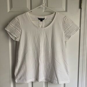 Lands End White Shirt Intricate Sleeves Small Petite 6-8